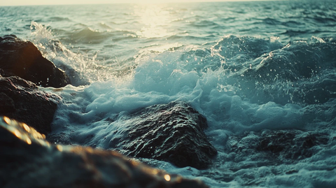 水岩石波浪黄昏海岸