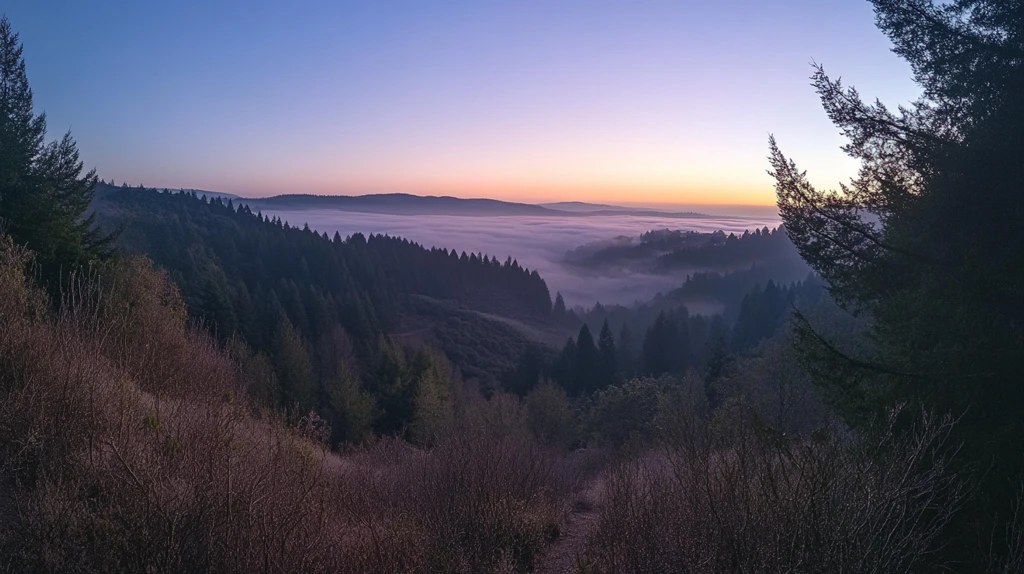 晨雾中的山谷树影