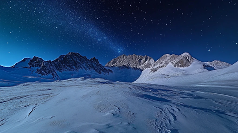 夜里静谧的雪山