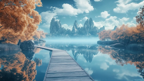 蓝色梦幻山水风情