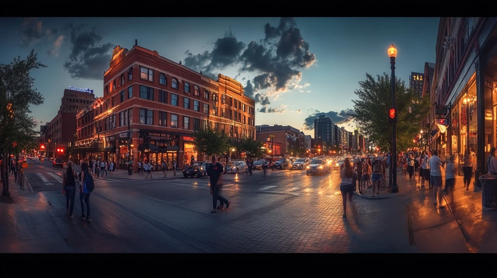 城市黄昏街道夜景