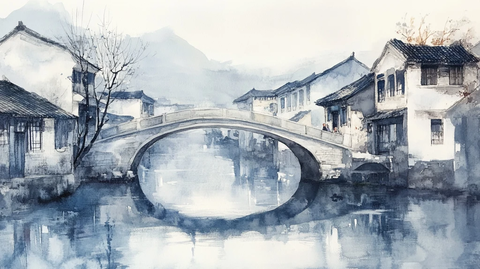 乌镇水彩水墨山水