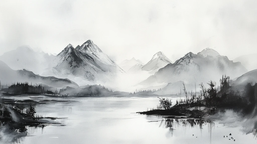 水墨数字画山水画壁纸