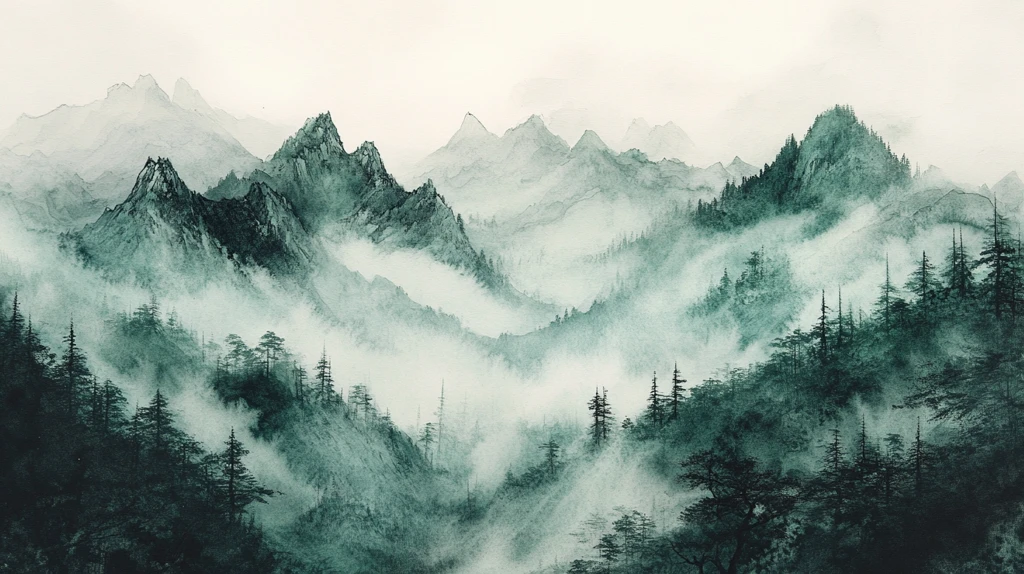 雾霾山水画