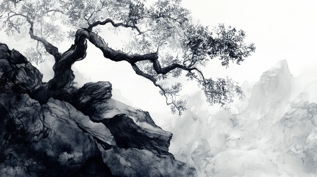 意境水墨古树