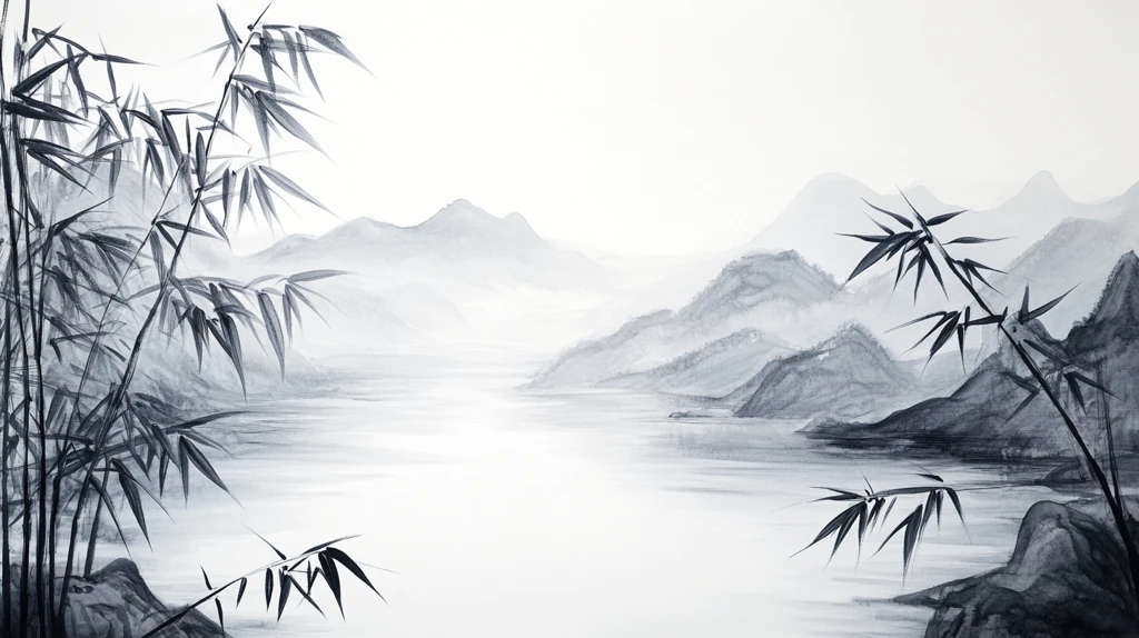 意境竹林山水画