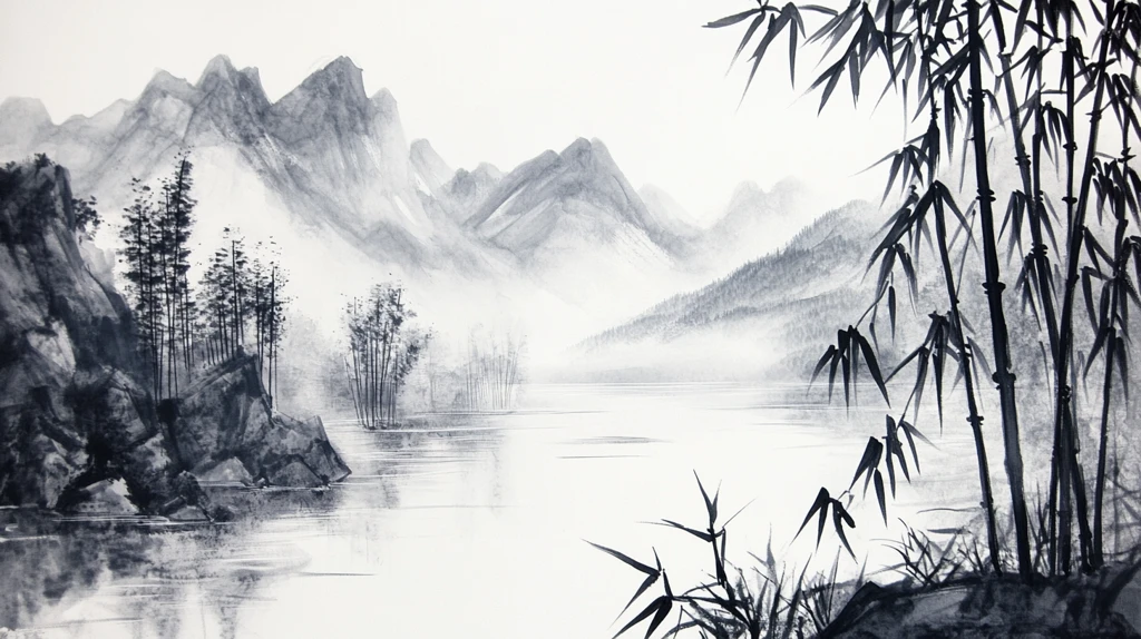 竹林山水画