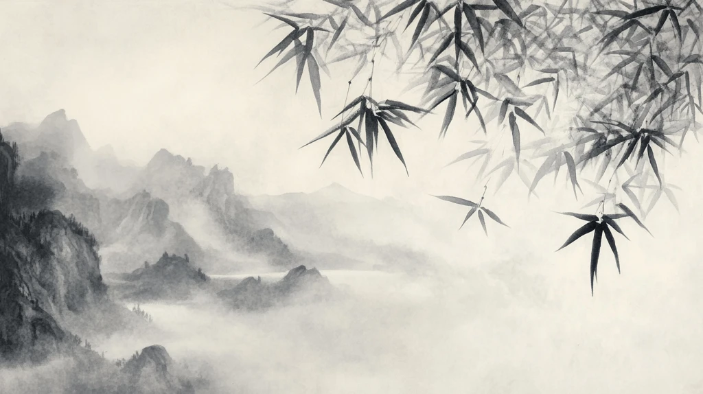 竹林古典水墨画