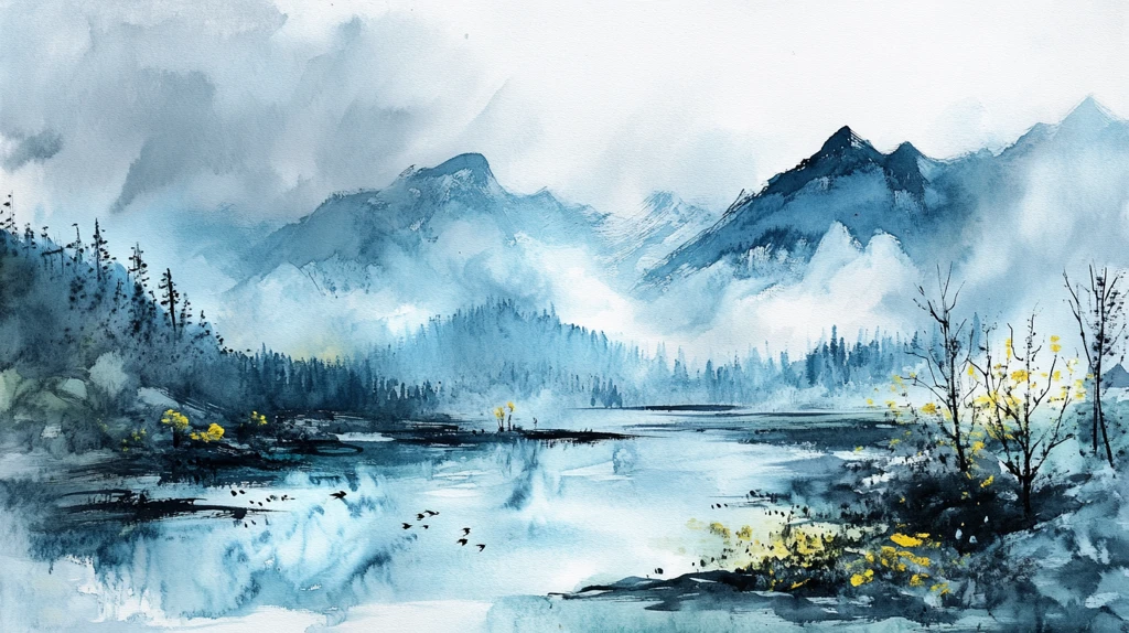 加拿大水彩水墨山水