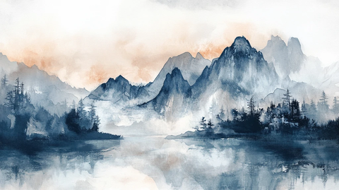 唯美意境彩墨山水