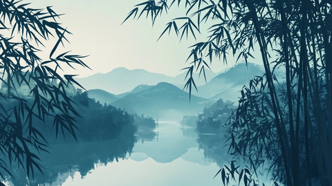 竹林山水背景