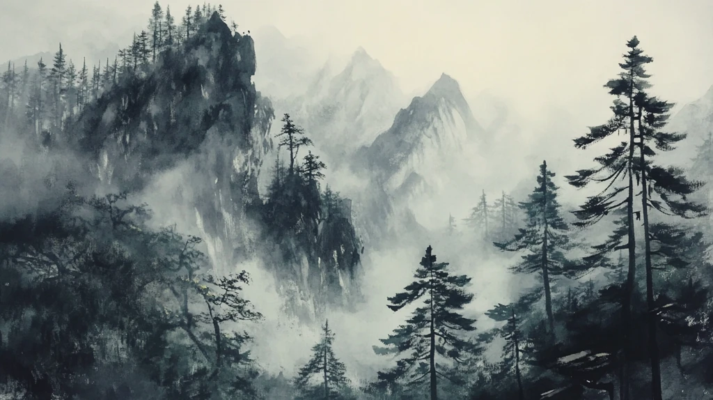 山林松柏云雾仙气