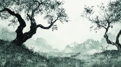 仙境古树插画