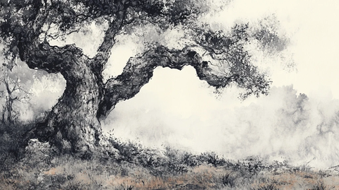 意境水墨古树