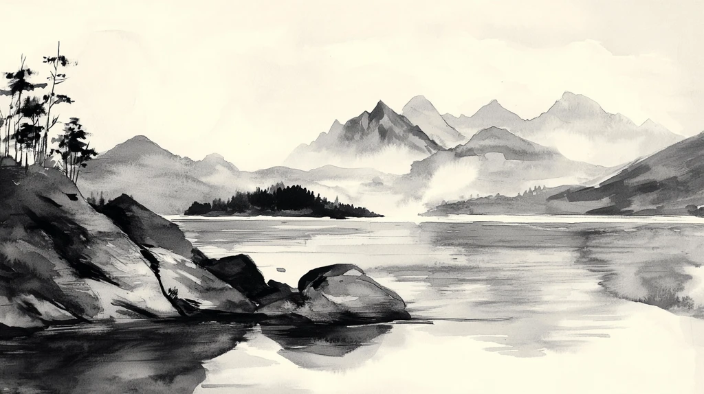 水墨数字画山水画壁纸