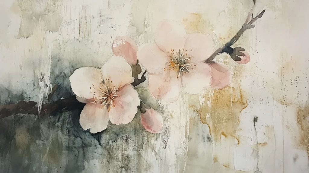 水墨水彩桃花无框画