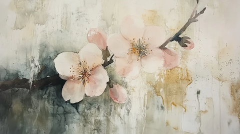 水墨水彩桃花无框画