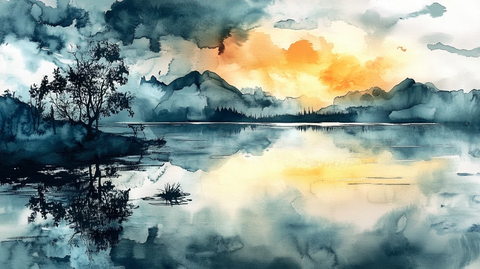 唯美意境彩墨山水