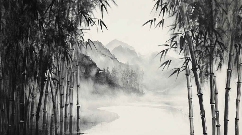 新中式竹林山水装饰画