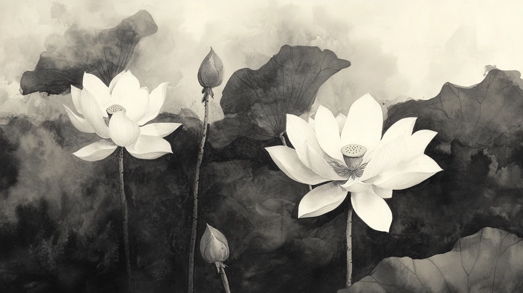 水墨意境莲花荷花