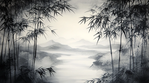 新中式竹林山水装饰画