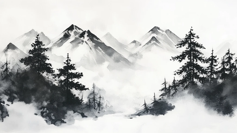 水墨数字画山水画壁纸