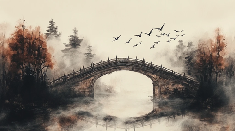古桥插画