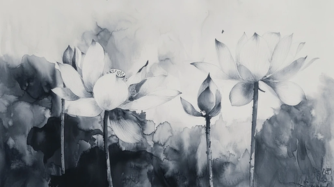 水彩墨荷荷韵
