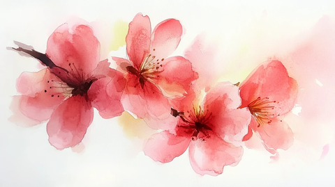 手绘桃花装饰画