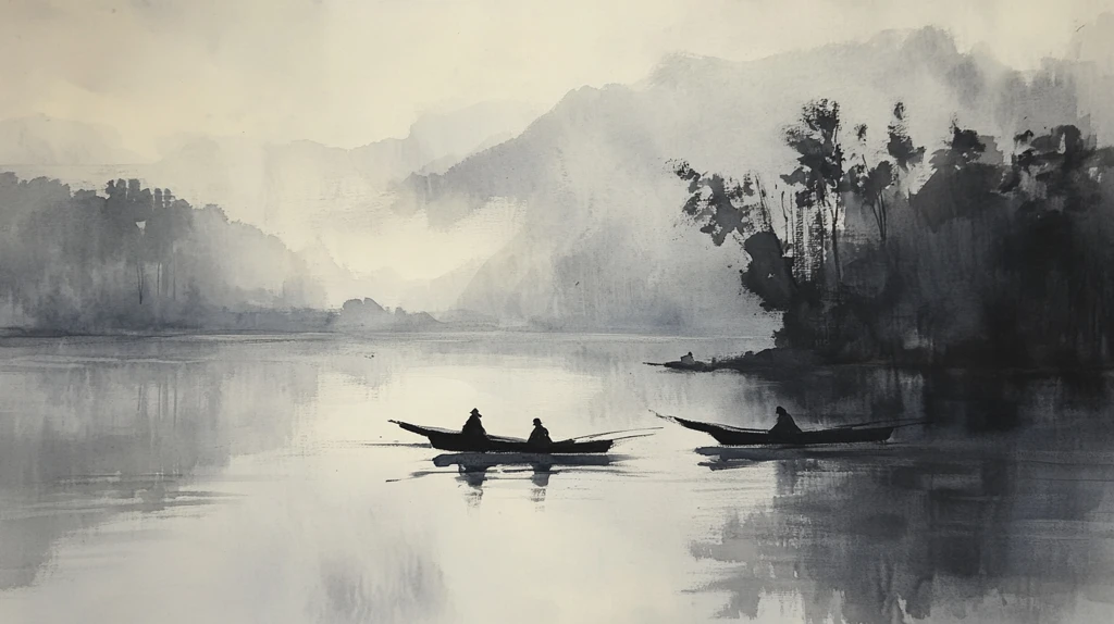 文莱水彩水墨山水