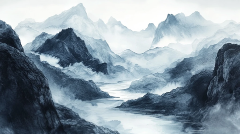 水墨数字画山水画壁纸