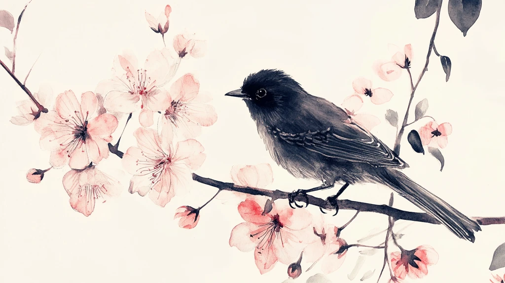 高清手绘花鸟壁纸