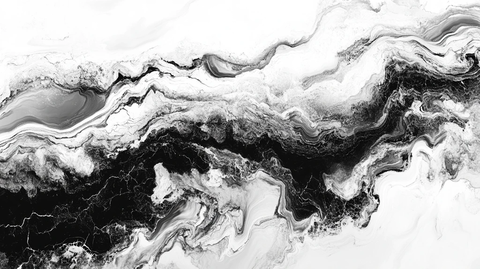 抽象黑白流彩水墨画