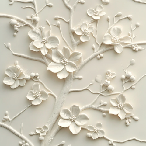 立体浮雕花卉花鸟