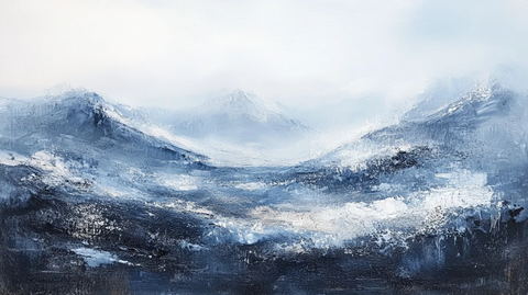雪山油画
