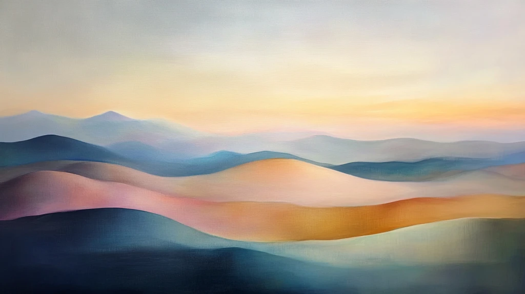 渐变色彩山水画