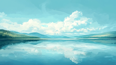 插画湖泊