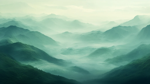 飘渺远山云雾风景画