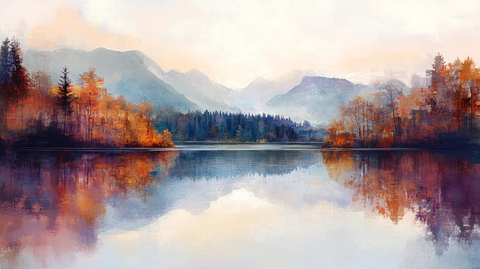 秋天森林画唯美秋色