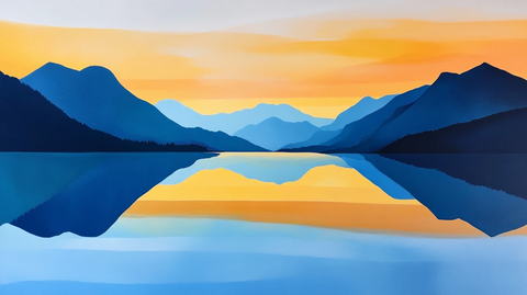 渐变色彩山水画