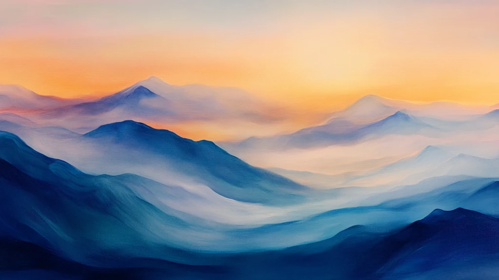 渐变色彩山水画