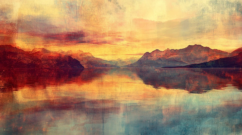 湖畔意境艺术画