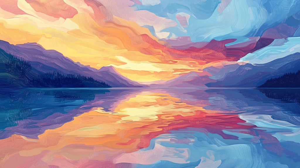 色彩线条色彩山水风景