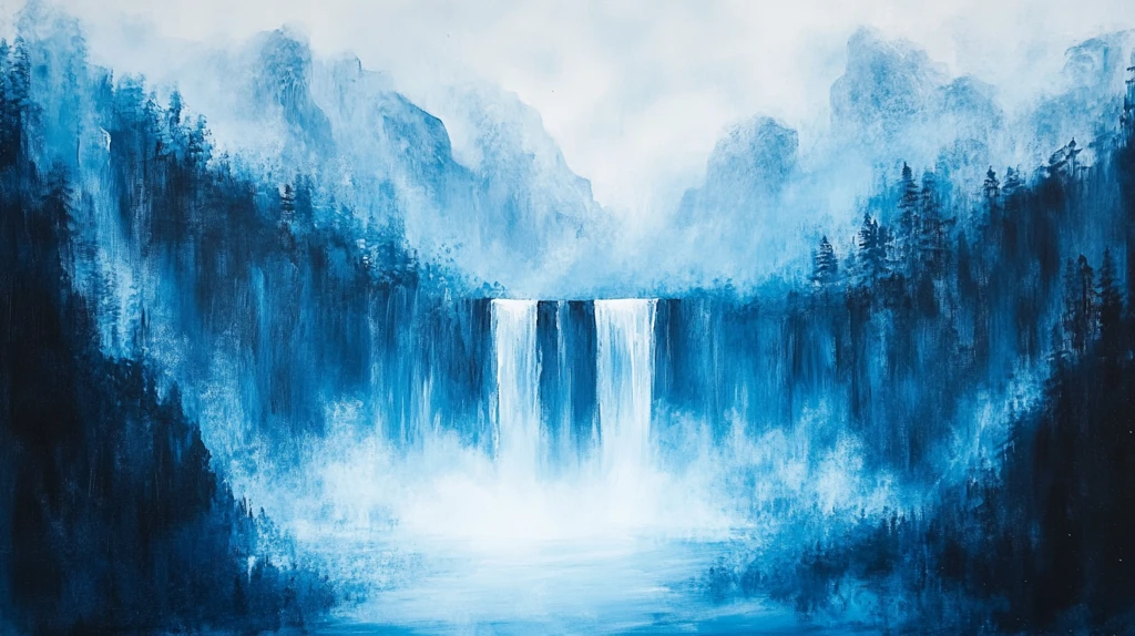 巨幅蓝色山水背景