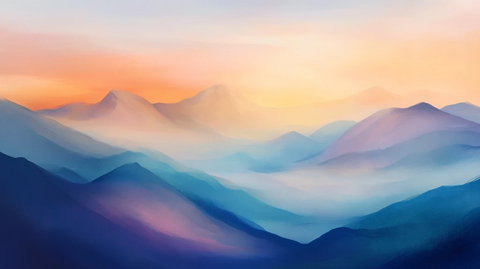 渐变色彩山水画