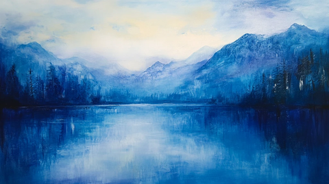 湖畔意境艺术画