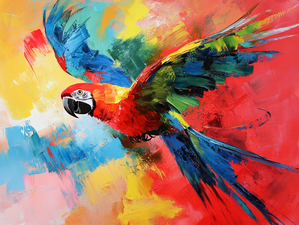 油画鹦鹉