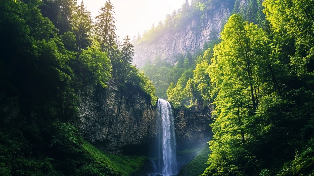 森林瀑布山水风光