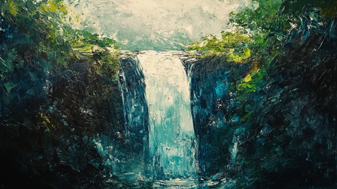 油画瀑布