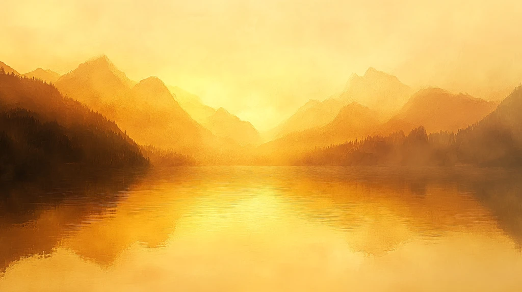 淡雅金色烟雾山水